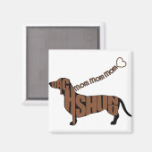Dachshund Mam - Black en Tan Doxie - Heart Leash Magneet (Voorkant / Achterkant)