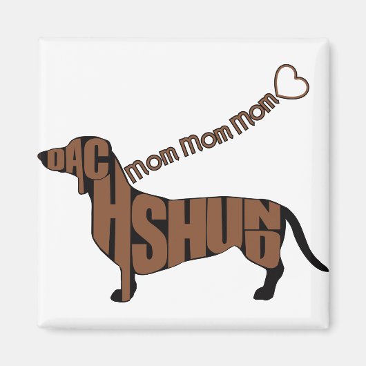 Dachshund Mam - Black en Tan Doxie - Heart Leash Magneet (Voorkant)
