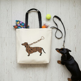 Dachshund Mam - Black en Tan Doxie - Heart Leash Tote Bag