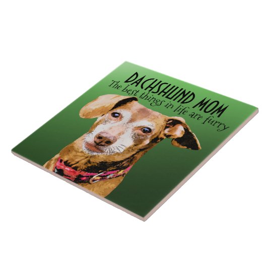 Dachshund Mam Ceramic Tile Tegeltje (Zijkant)
