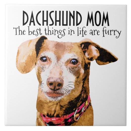 Dachshund Mam Ceramic Tile Tegeltje (Voorkant)