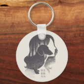 Dachshund Mam Dotwork Pointillism Illustratie Sleutelhanger (Voorkant)