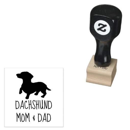 Dachshund Mam en Papa Rubber Stamp Rubberstempel (Gestempeld)