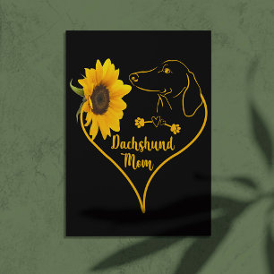 Dachshund Mam met zonnebloempje Moederdag Briefkaart