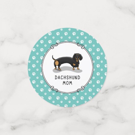 Dachshund Mam (S black & tan) Cute Dog Mam Confetti (Kleine voorkant)