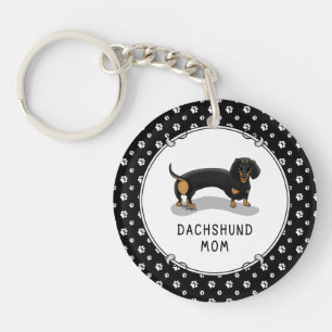 Dachshund Mam (S black & tan) - Kute dog Sleutelhanger