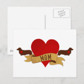 Dachshund Mam [Tattoo stijl] Briefkaart (Voorkant / Achterkant)