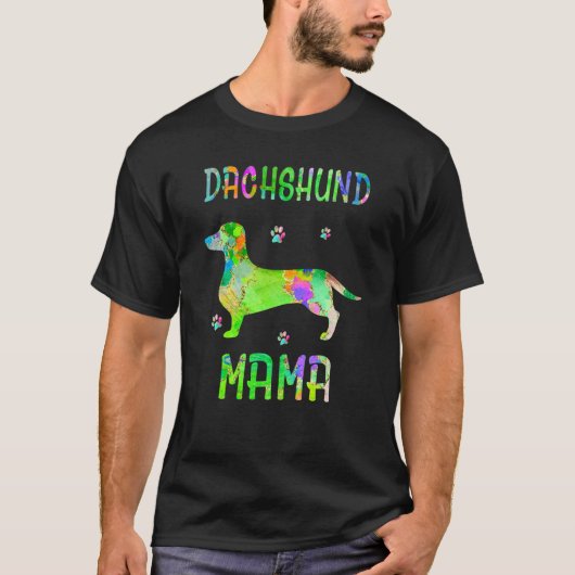 Dachshund Mama Colorful Dog Mama T-shirt (Voorkant)