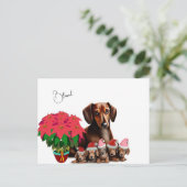 Dachshund Mama en puppies Kerstmis Briefkaart (Staand voorkant)