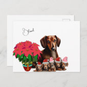 Dachshund Mama en puppies Kerstmis Briefkaart (Voorkant / Achterkant)