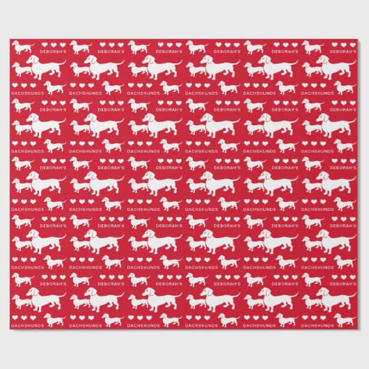 Dachshund Mama en Pups aangepaste tekst en kleur Cadeaupapier (Vlak)
