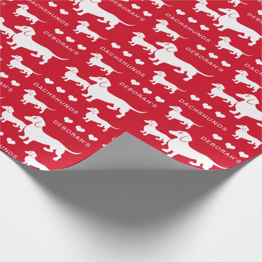 Dachshund Mama en Pups aangepaste tekst en kleur Cadeaupapier (Hoek)