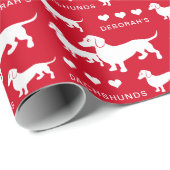 Dachshund Mama en Pups aangepaste tekst en kleur Cadeaupapier (Rol Hoek)