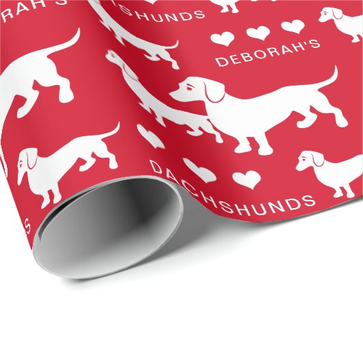 Dachshund Mama en Pups aangepaste tekst en kleur Cadeaupapier (Rol Hoek)