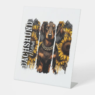 Dachshund Mama Reclamebord Met Voetstuk