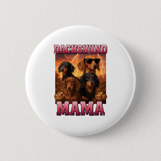 Dachshund Mama Ronde Button 5,7 Cm (Voorkant)