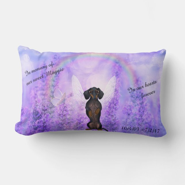 Dachshund Memorial Rainbow Bridge Pillow Kussen (Voorkant)