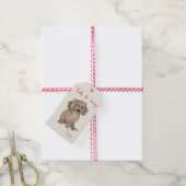 dachshund merle aquarel cadeaulabel (Met Touw)