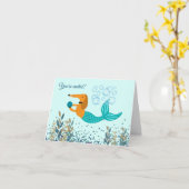 Dachshund Mermaid Pool Party-uitnodigingen zwemmen Kaart (Gele Bloem)