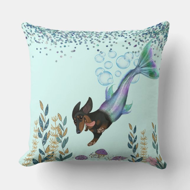Dachshund Mermaid Tail Sierkussen zwemmen (Voorkant)