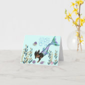 Dachshund Mermaid Tail Wenskaart zwemmen Kaart (Gele Bloem)