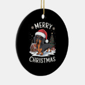 Dachshund Merry Christmas Classic T-Shirt Keramisch Ornament (Rechts)