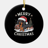 Dachshund Merry Christmas Classic T-Shirt Keramisch Ornament (Voorkant)