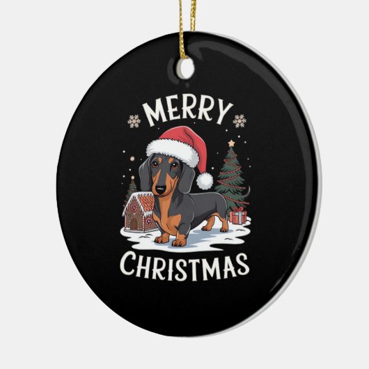Dachshund Merry Christmas Classic T-Shirt Keramisch Ornament (Links)