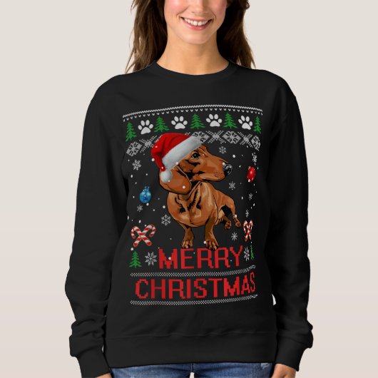 Dachshund Merry-kerstboom Light Pajama Dackel Trui (Voorkant)