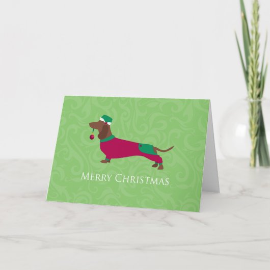 Dachshund - Merry kerstdesign Feestdagen Kaart (Voorkant)