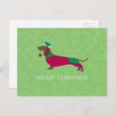 Dachshund - Merry kerstdesign Feestdagenkaart (Voorkant / Achterkant)