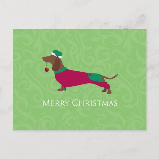Dachshund - Merry kerstdesign Feestdagenkaart (Voorkant)