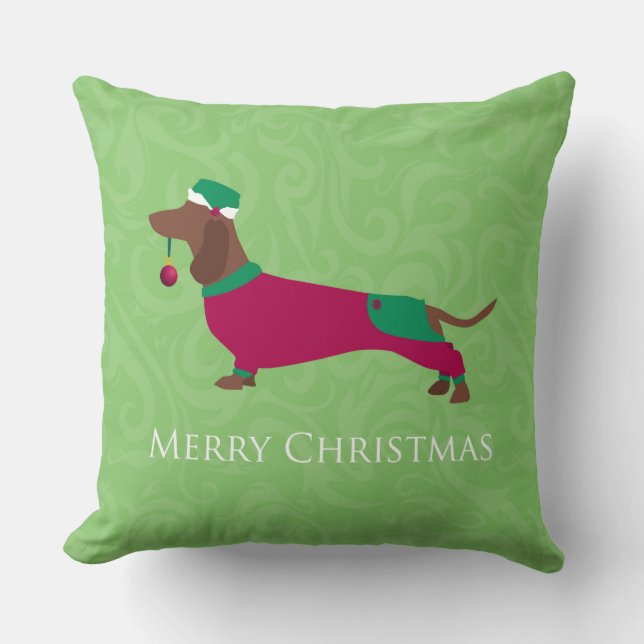 Dachshund - Merry kerstdesign Kussen (Voorkant)