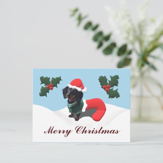 Dachshund Merry Kerstmis Briefkaart (Staand voorkant)