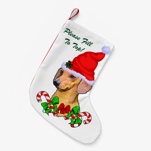 Dachshund Merry Kerstmis Kleine Kerstsok (Voorkant (Hangend))