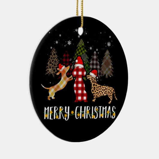 Dachshund Merry Kerstmis Pset Leopard Doxie Keramisch Ornament (Rechts)