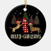 Dachshund Merry Kerstmis Pset Leopard Doxie Keramisch Ornament (Voorkant)