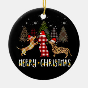 Dachshund Merry Kerstmis Pset Leopard Doxie Keramisch Ornament