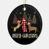 Dachshund Merry Kerstmis Pset Leopard Doxie Keramisch Ornament (Links)
