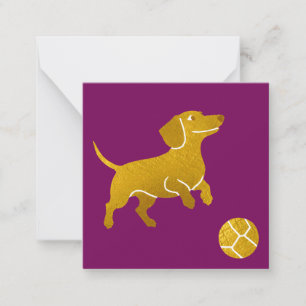 Dachshund Met Bal Eenvoudige Moderne Sausage Dog Notitiekaartje