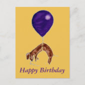 dachshund met ballon briefkaart (Voorkant)