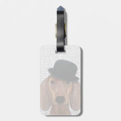 Dachshund met Black Bowler Pet Bagagelabel (Achterkant verticaal)
