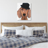 Dachshund met Black Bowler Pet Canvas Afdruk (Insitu (Slaapkamer))