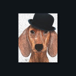 Dachshund met Black Bowler Pet Canvas Afdruk<br><div class="desc">Gezelschapsdieren</div>