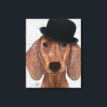 Dachshund met Black Bowler Pet Canvas Afdruk<br><div class="desc">Gezelschapsdieren</div>