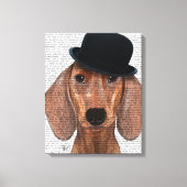 Dachshund met Black Bowler Pet Canvas Afdruk (Voorkant)