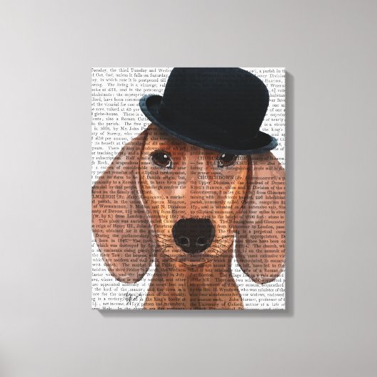 Dachshund met Black Bowler Pet Canvas Afdruk (Voorkant)