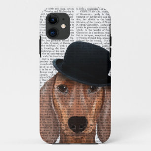 Dachshund met Black Bowler Pet Case-Mate iPhone Case
