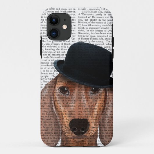 Dachshund met Black Bowler Pet Case-Mate iPhone Case (Achterkant)