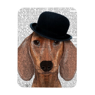 Dachshund met Black Bowler Pet Magneet